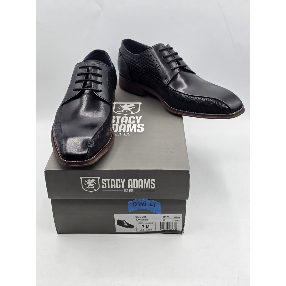 Stacy Adams Simmons Bike Toe Oxford Men's Shoes Black 25674-220 Sz 7 M